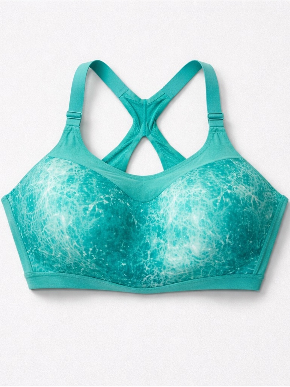 Victoria’s Secret Sport Teal Print Sports Bra – Racerback Support (38DDD / 38F)